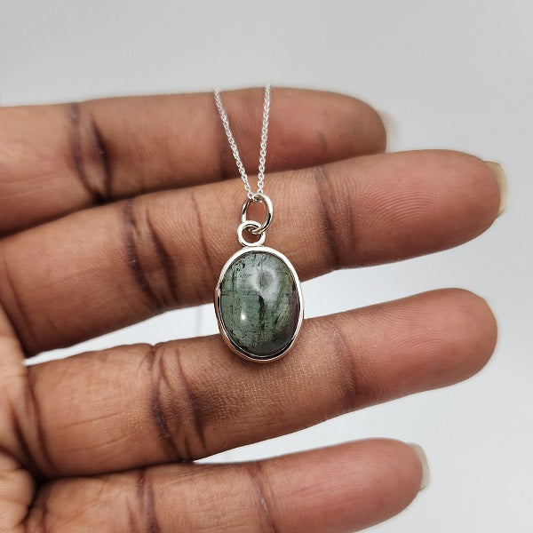 Green Tourmaline White Gold Pendant Charm