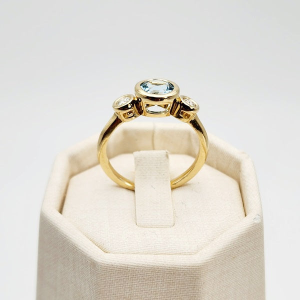 Aquamarine & Diamonds 3 Stone Ring