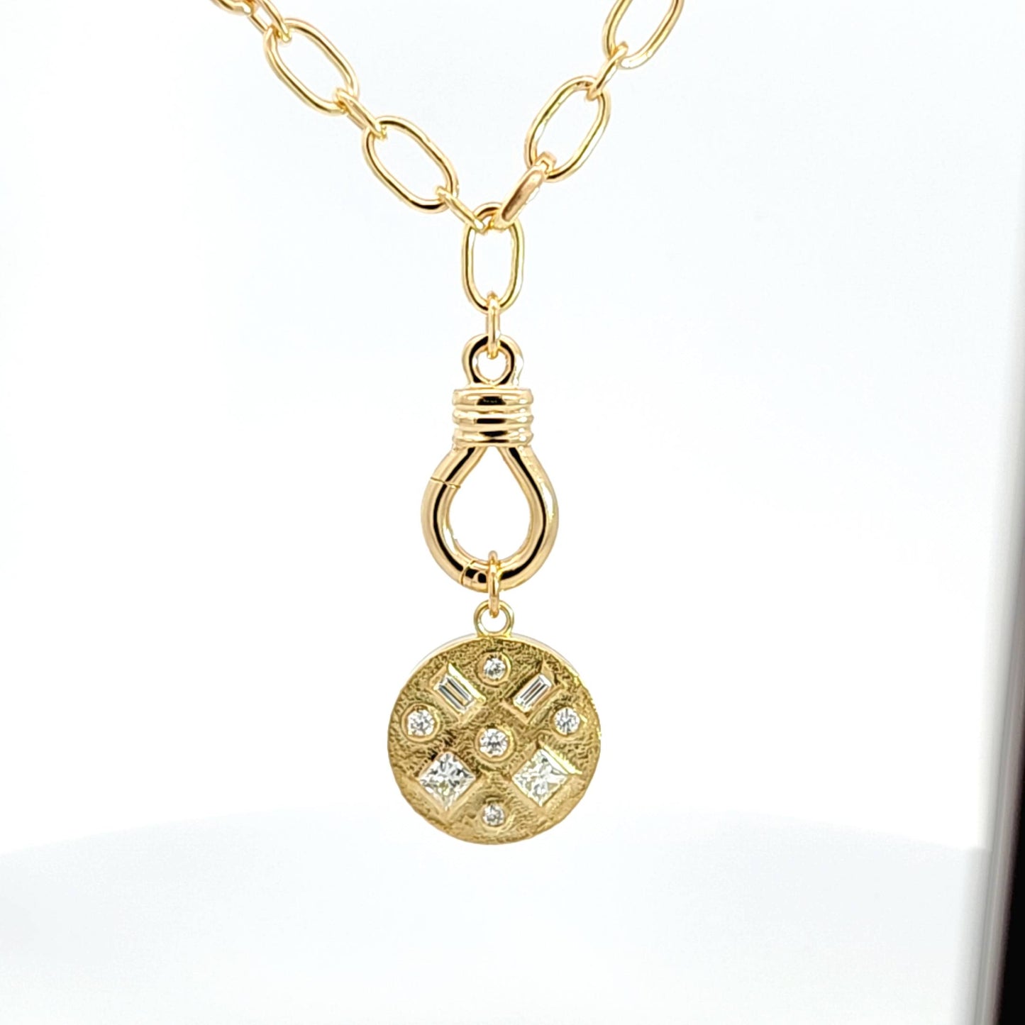 Multi Gem Pendant Charm, 18k Diamonds