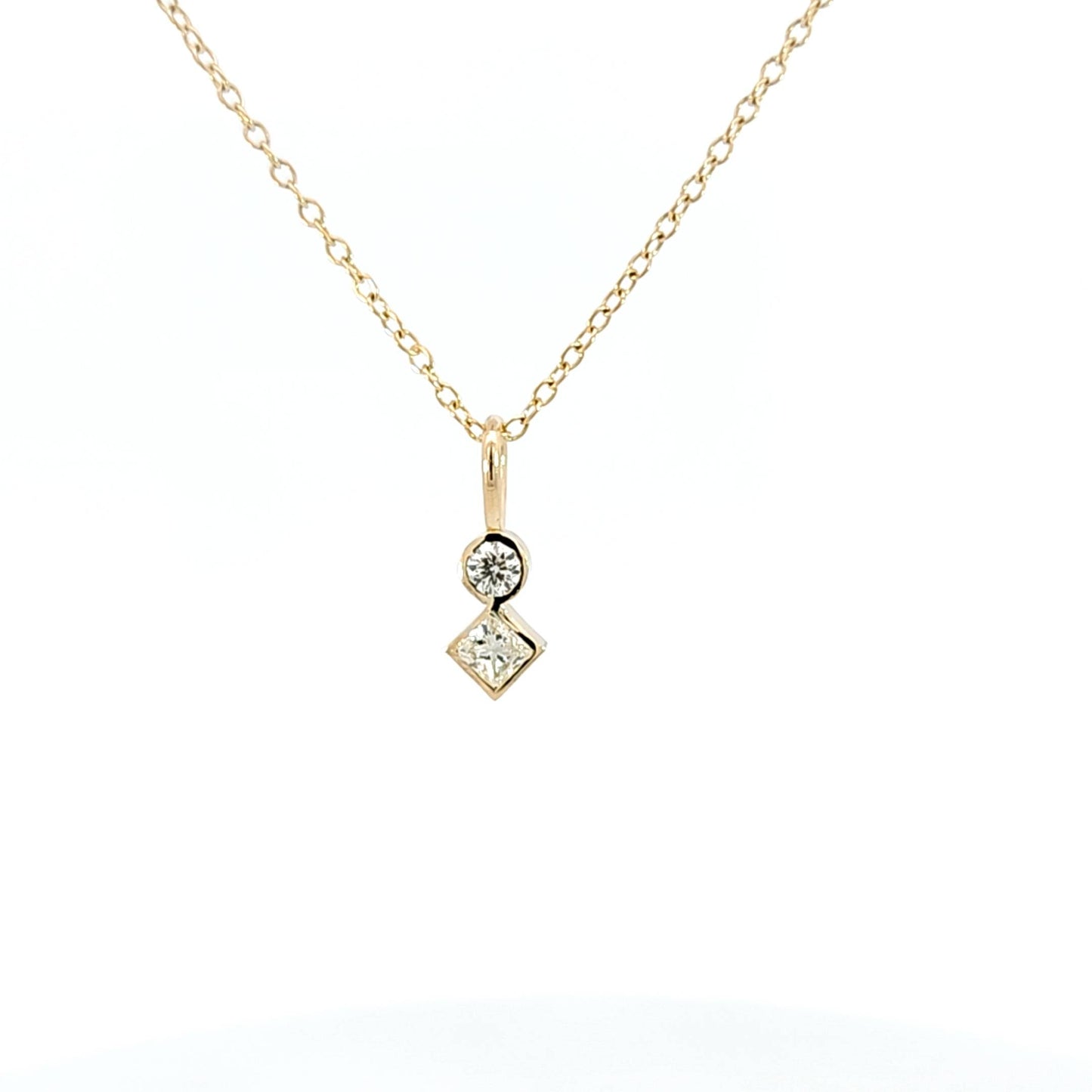 Diamond 2 Stone Pendant Necklace