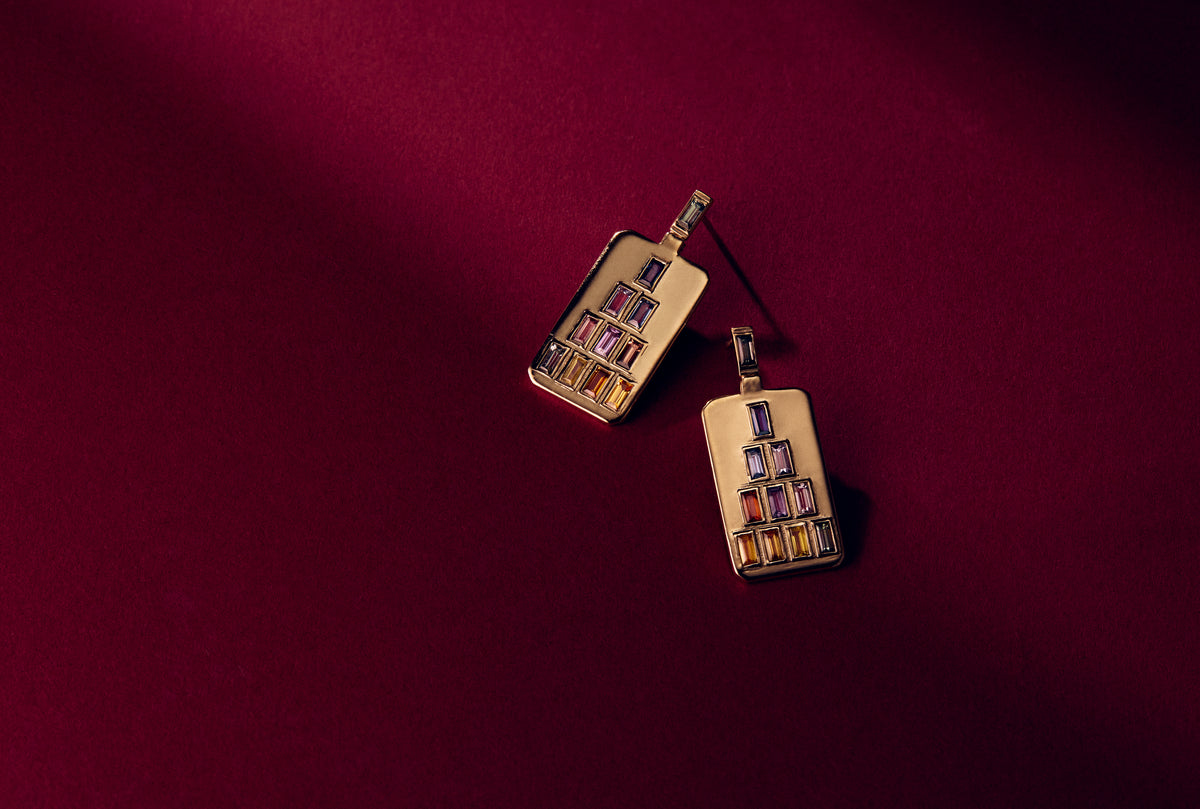Stacked Blocks Statement Earrings