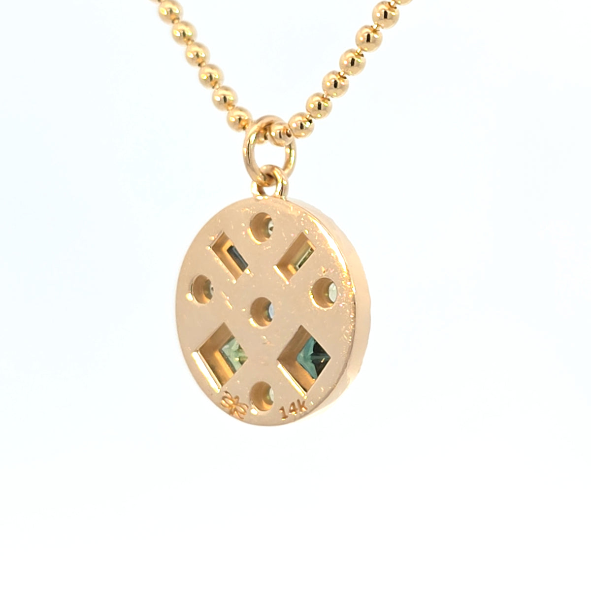 Multi Gem Pendant Charm, 14k Green