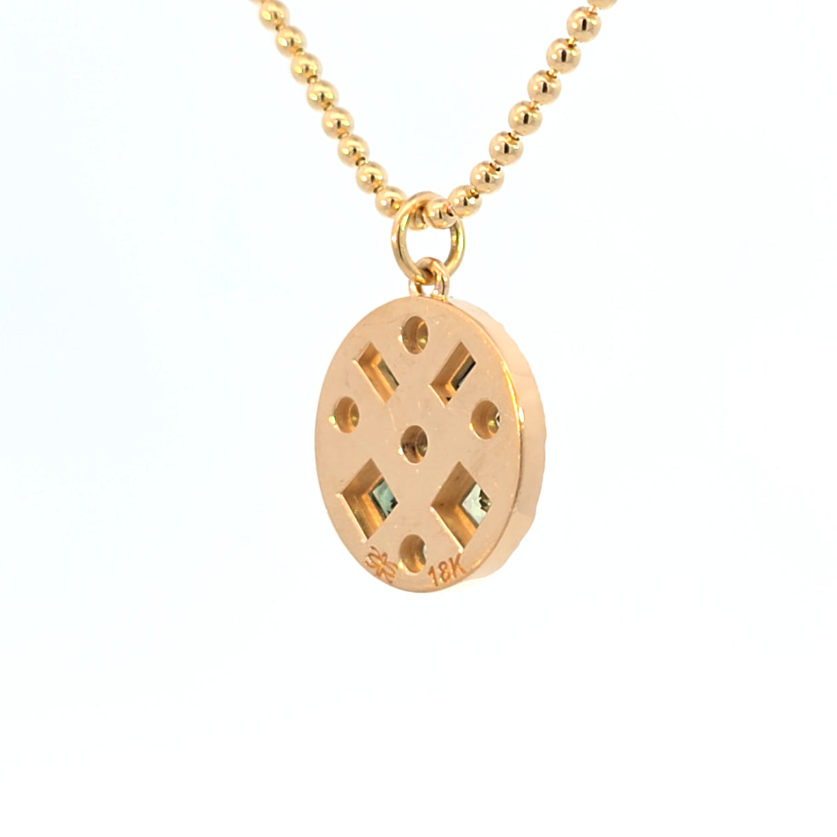 Multi Gem Pendant Charm, 18k Green