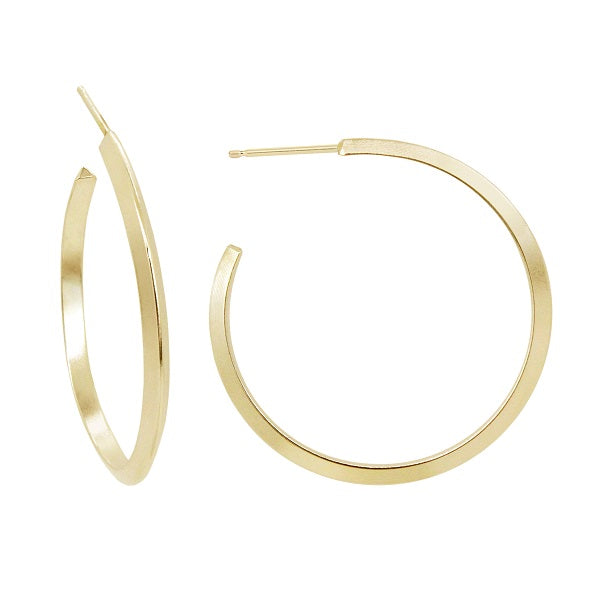 14k Gold Knife Edge Hoop Earrings