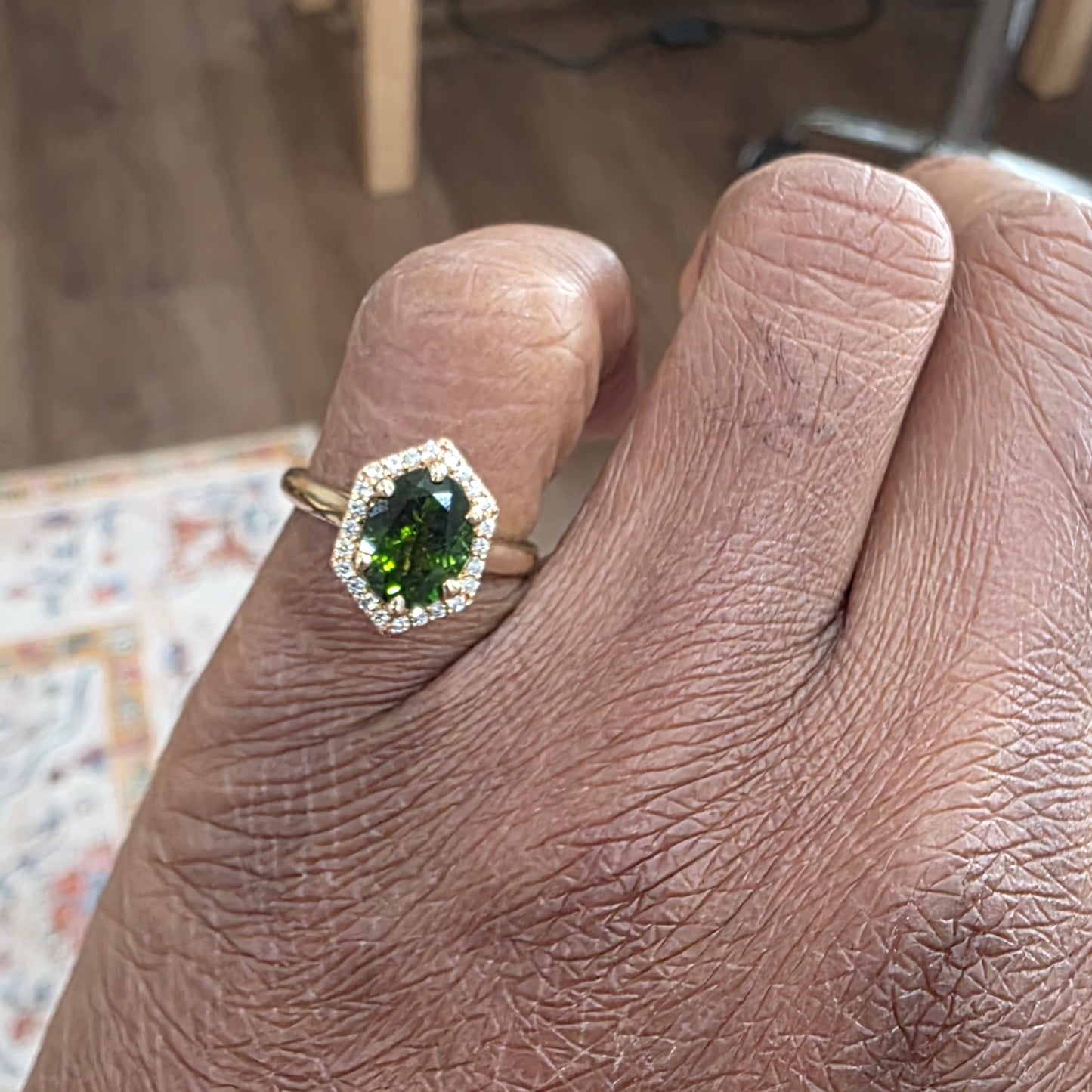 Green Tourmaline & Diamonds Ring