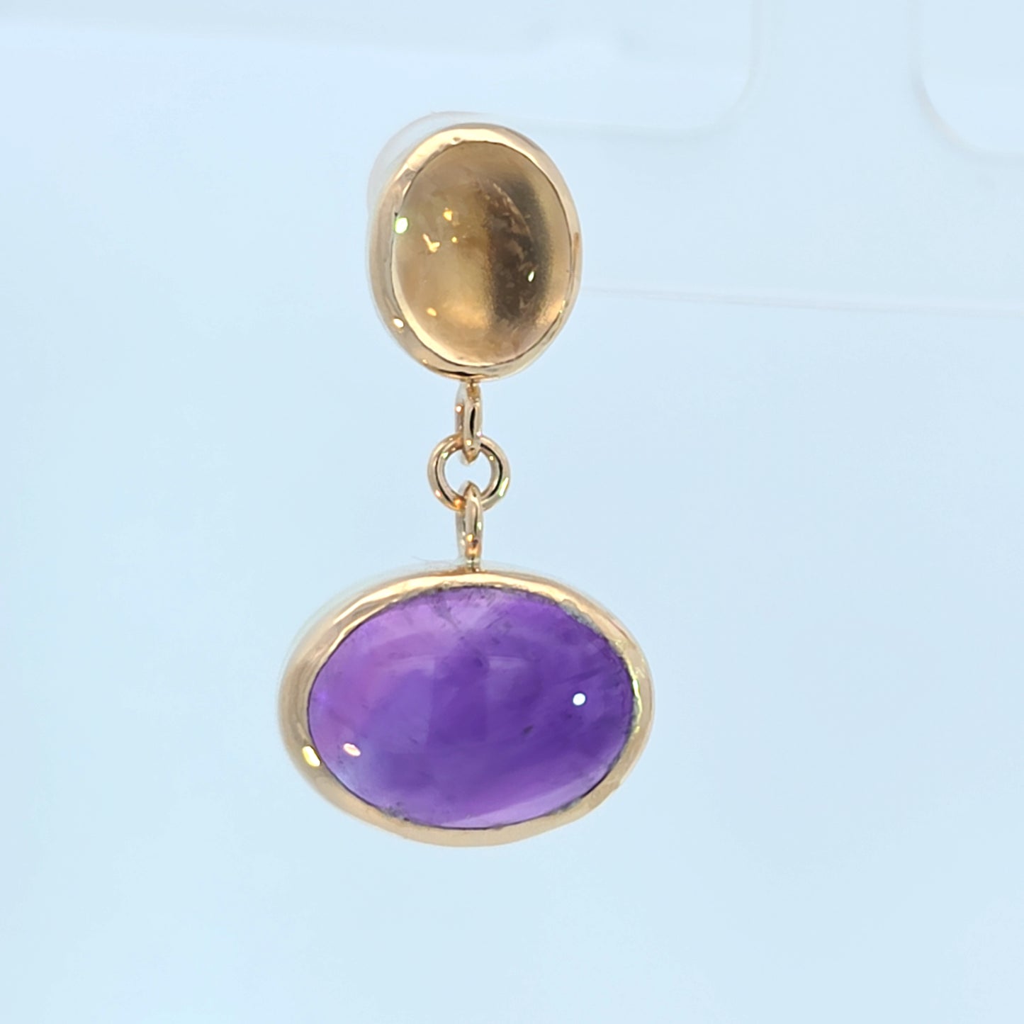 Oval Amethyst & Citrine Dangle Earrings