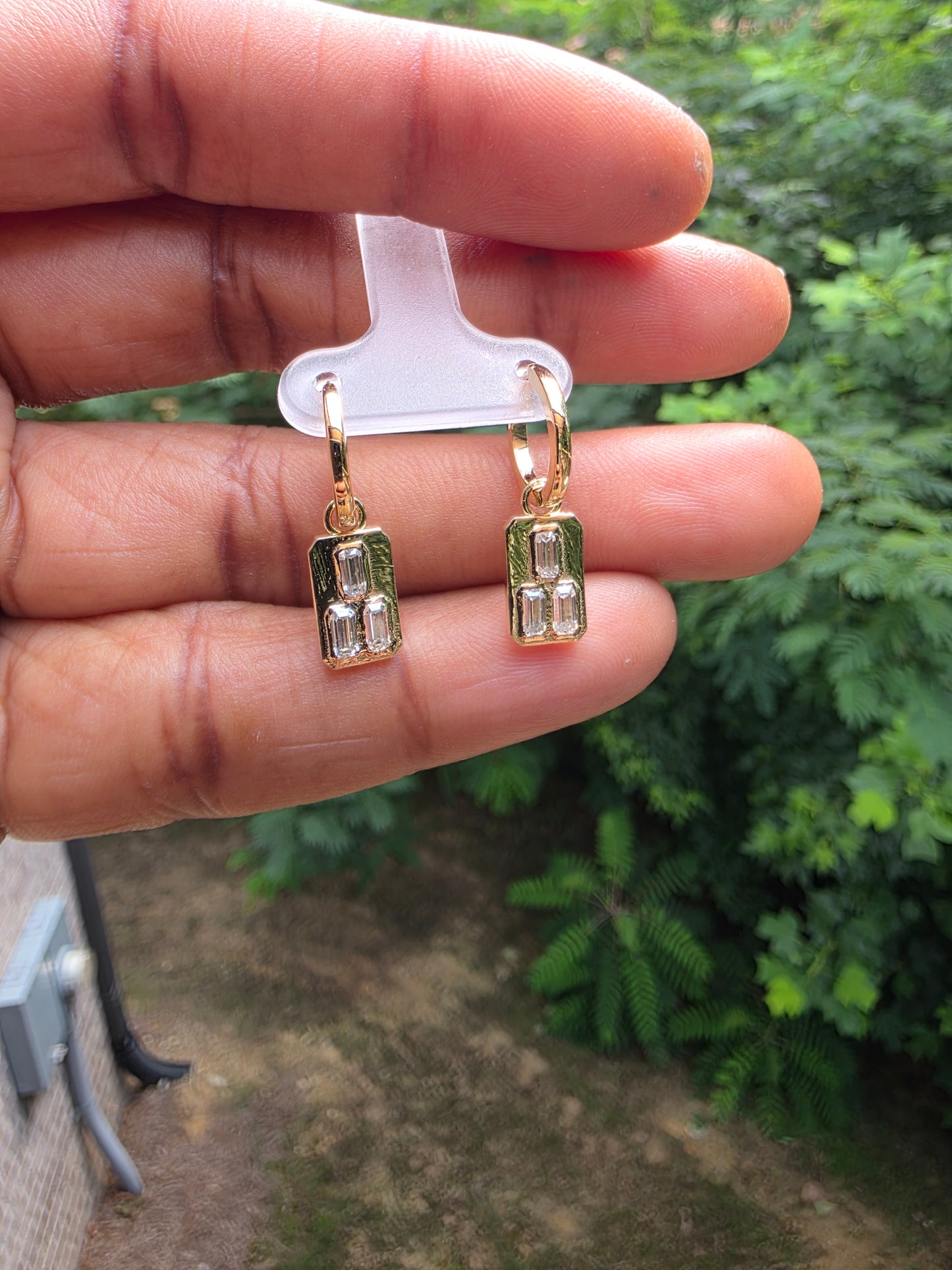 Rectangle Dangle Hoop Earrings