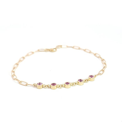 Pink Sapphire 5 Stone Bracelet