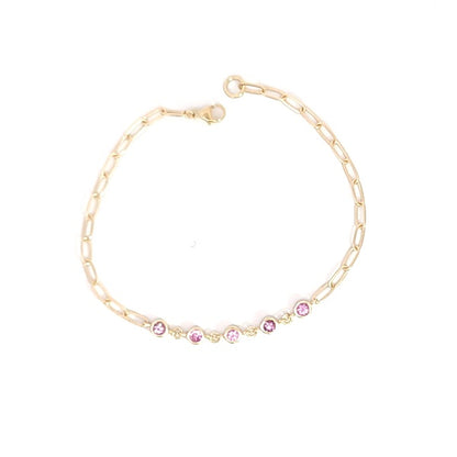 Pink Sapphire 5 Stone Bracelet