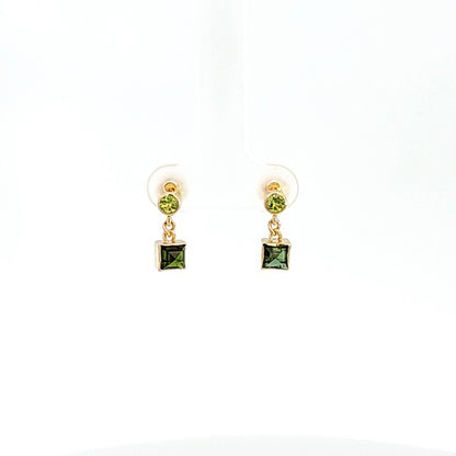 Green Tourmaline & Peridot Dangle Earrings
