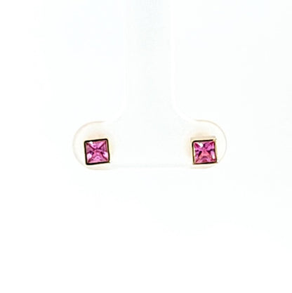 Princess Pink Sapphire Stud Earrings