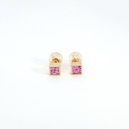 Princess Pink Sapphire Stud Earrings
