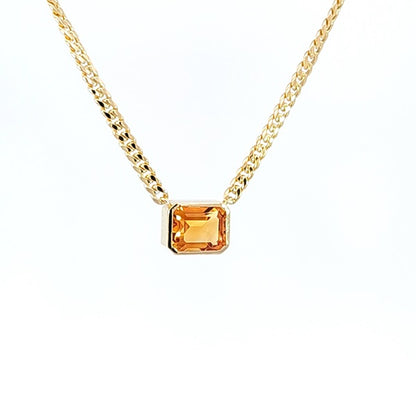 Cuban Chain Necklace With Emerald Cut Stone