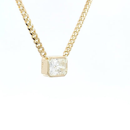 Cuban Chain Necklace With Emerald Cut Stone