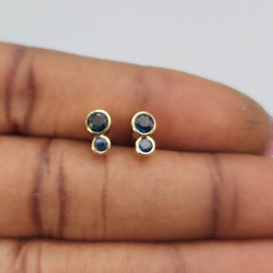 Blue Sapphire Double Stud Earrings