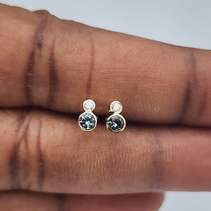Sapphire & Diamonds Double Stud Earrings