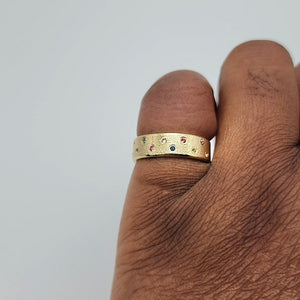 14k Gold Cigar Band With Sapphires