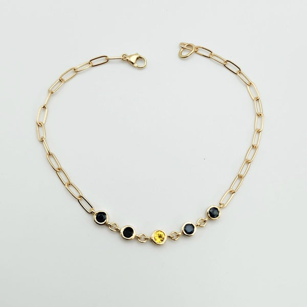 Blue & Yellow Sapphires 5 Stone Bracelet