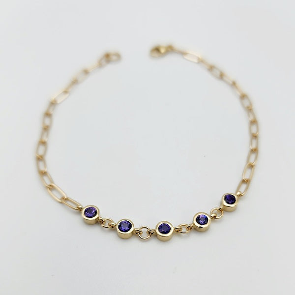 Royal Purple Sapphire 5 Stone Bracelet