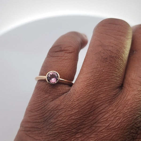 Pink Tourmaline Tapered Edge Ring