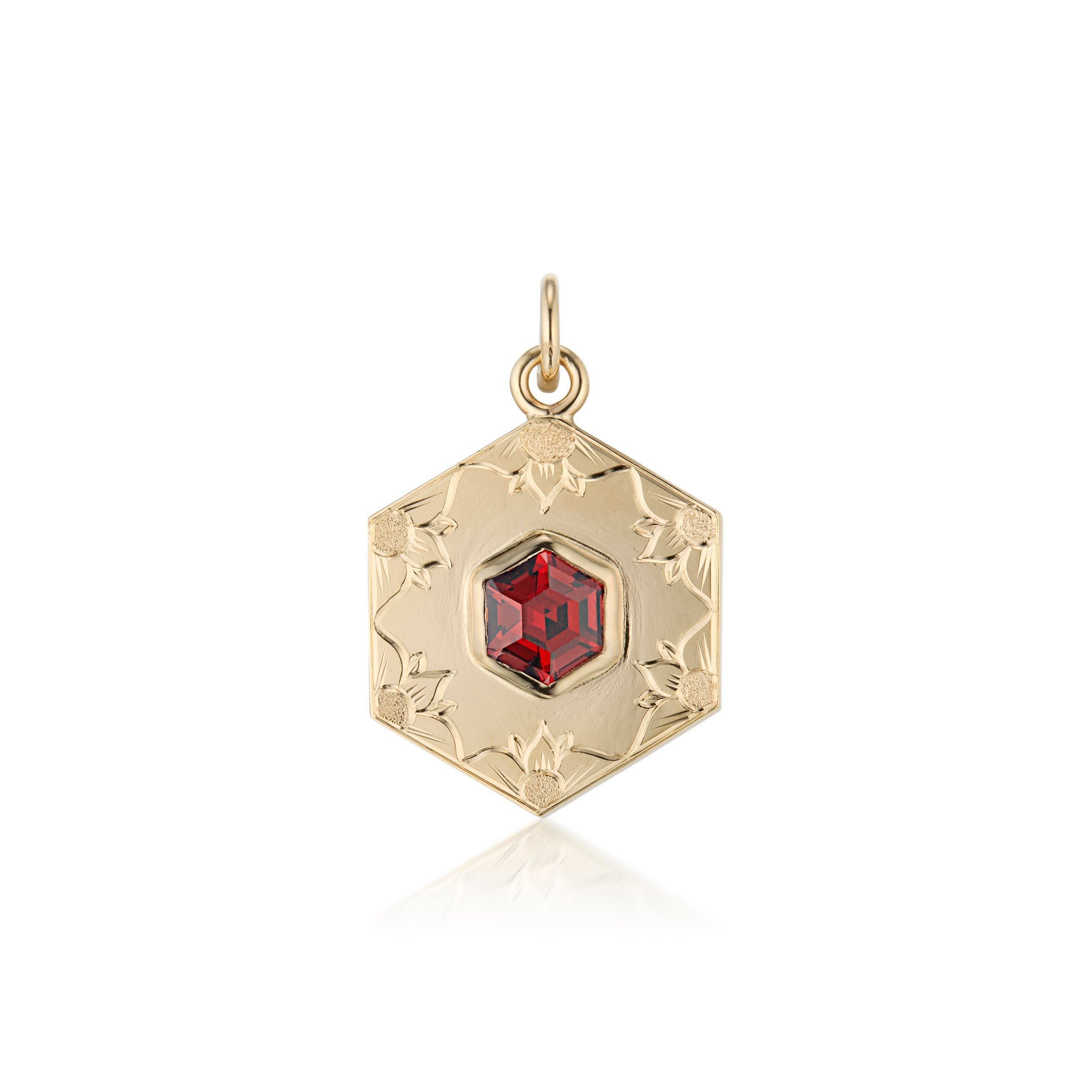 Spessatine Garnet Hexagon Pendant