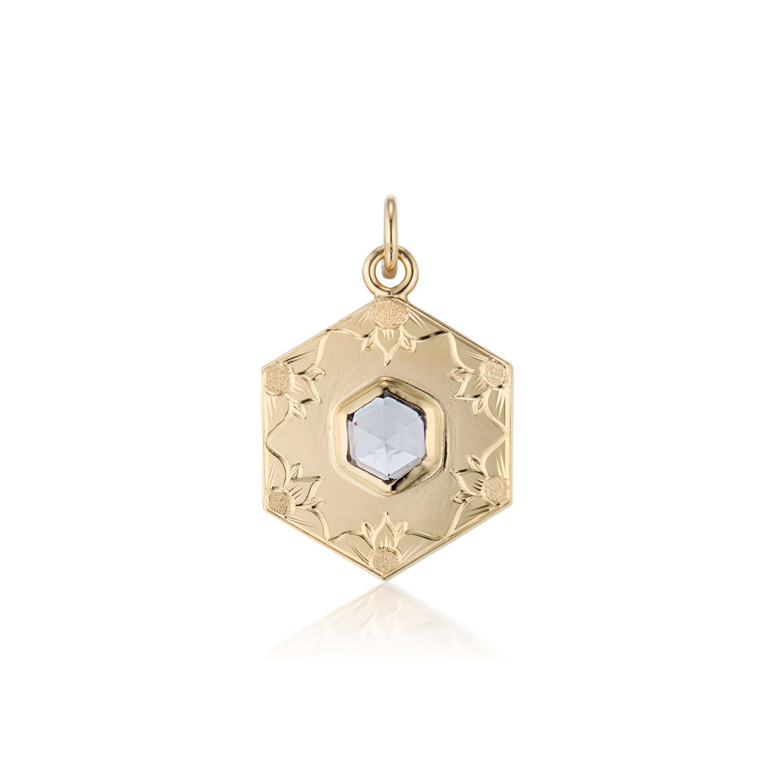 Rose Cut Sapphire Hexagon Pendant