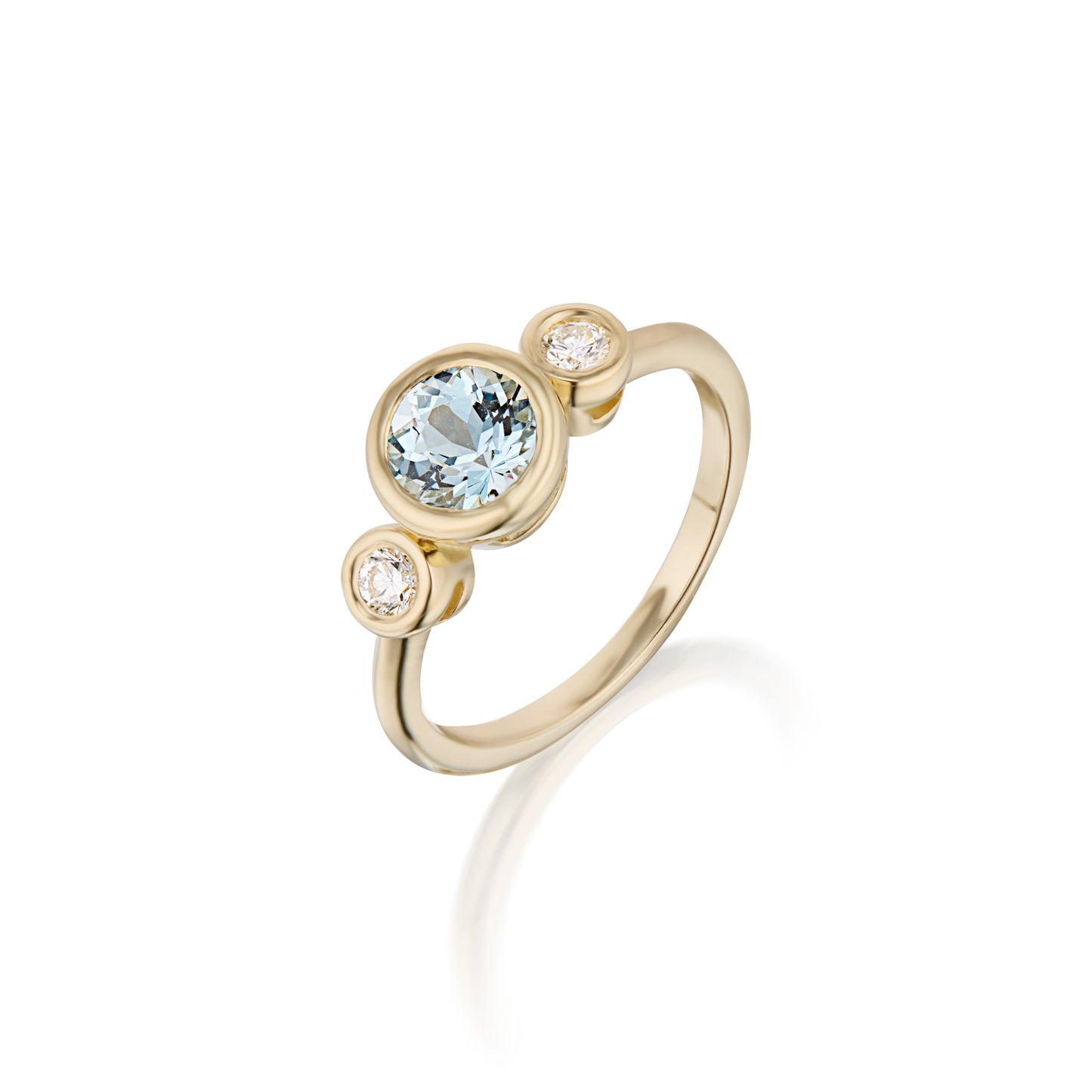 Aquamarine & Diamonds 3 Stone Ring