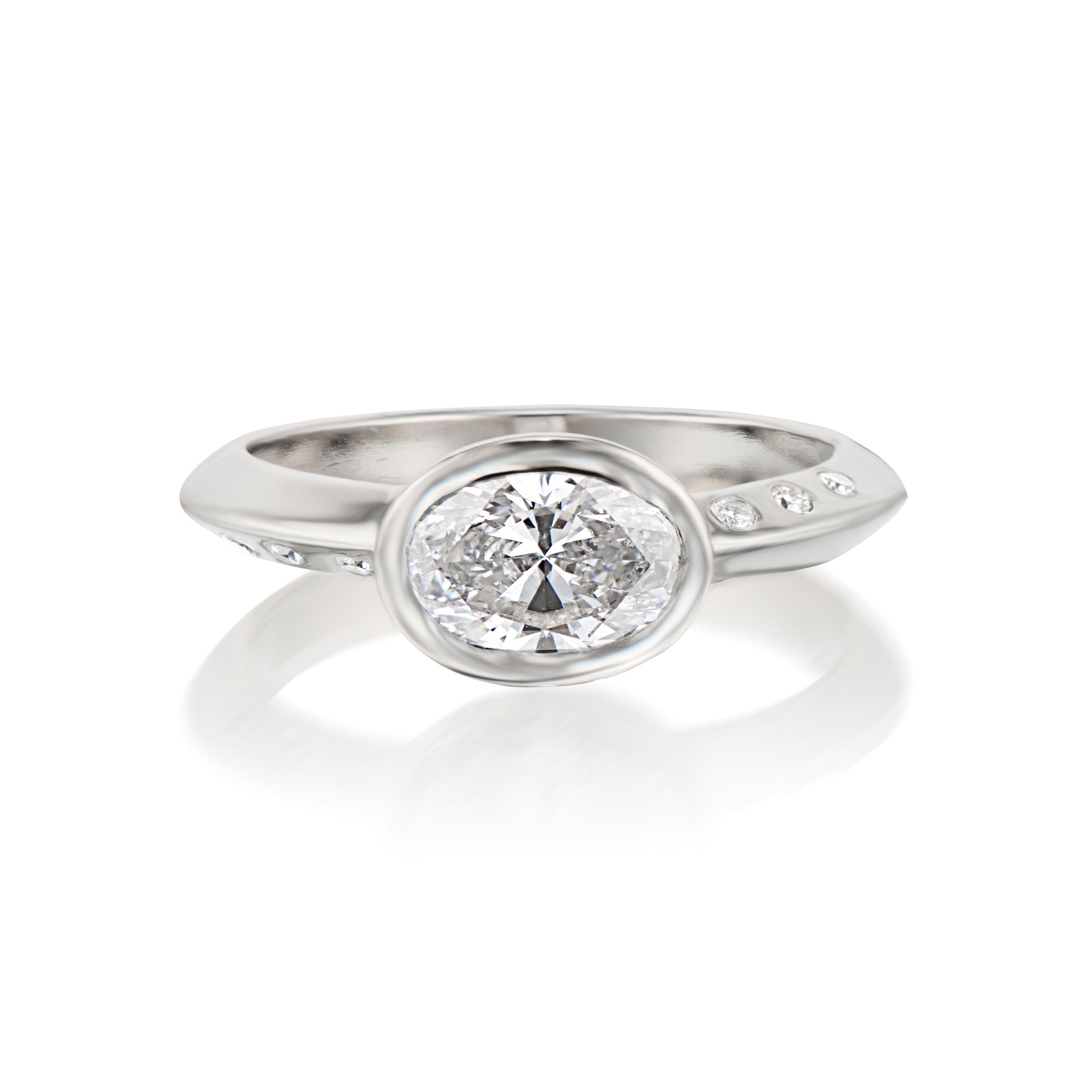 Oval Diamond Knife Edge Ring WG