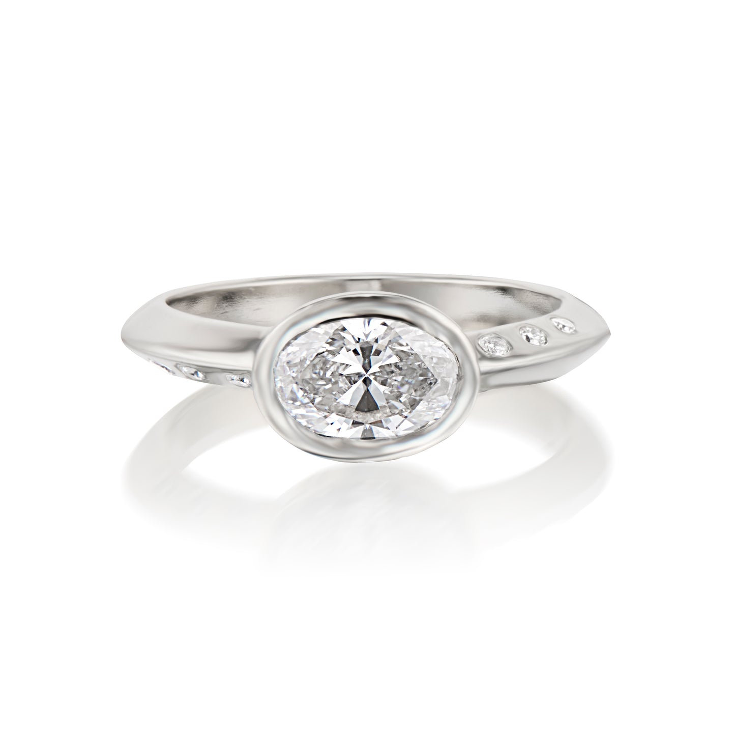 Oval Diamond Knife Edge Ring WG