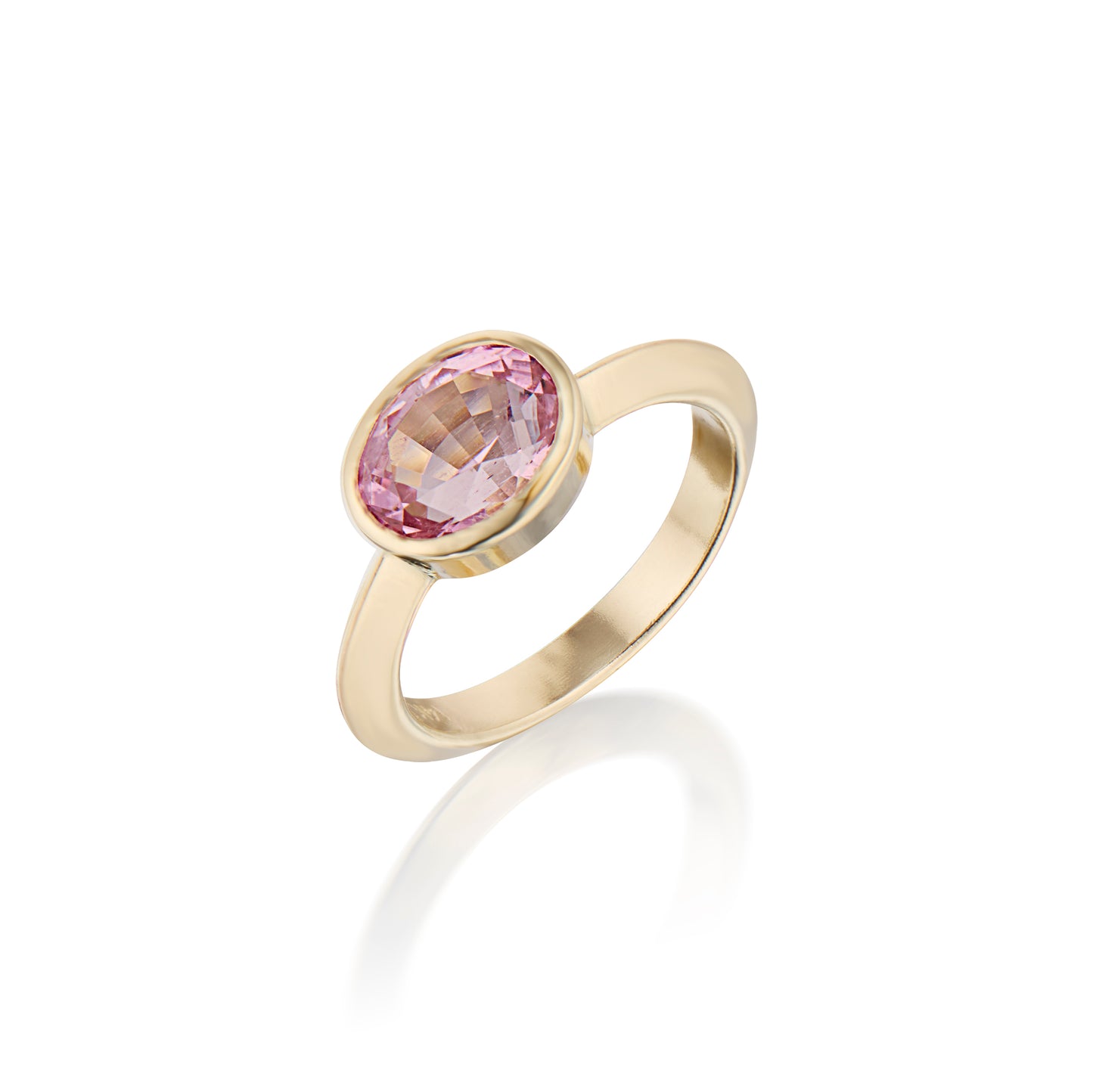 Pink Oval Tourmaline Knife Edge Ring