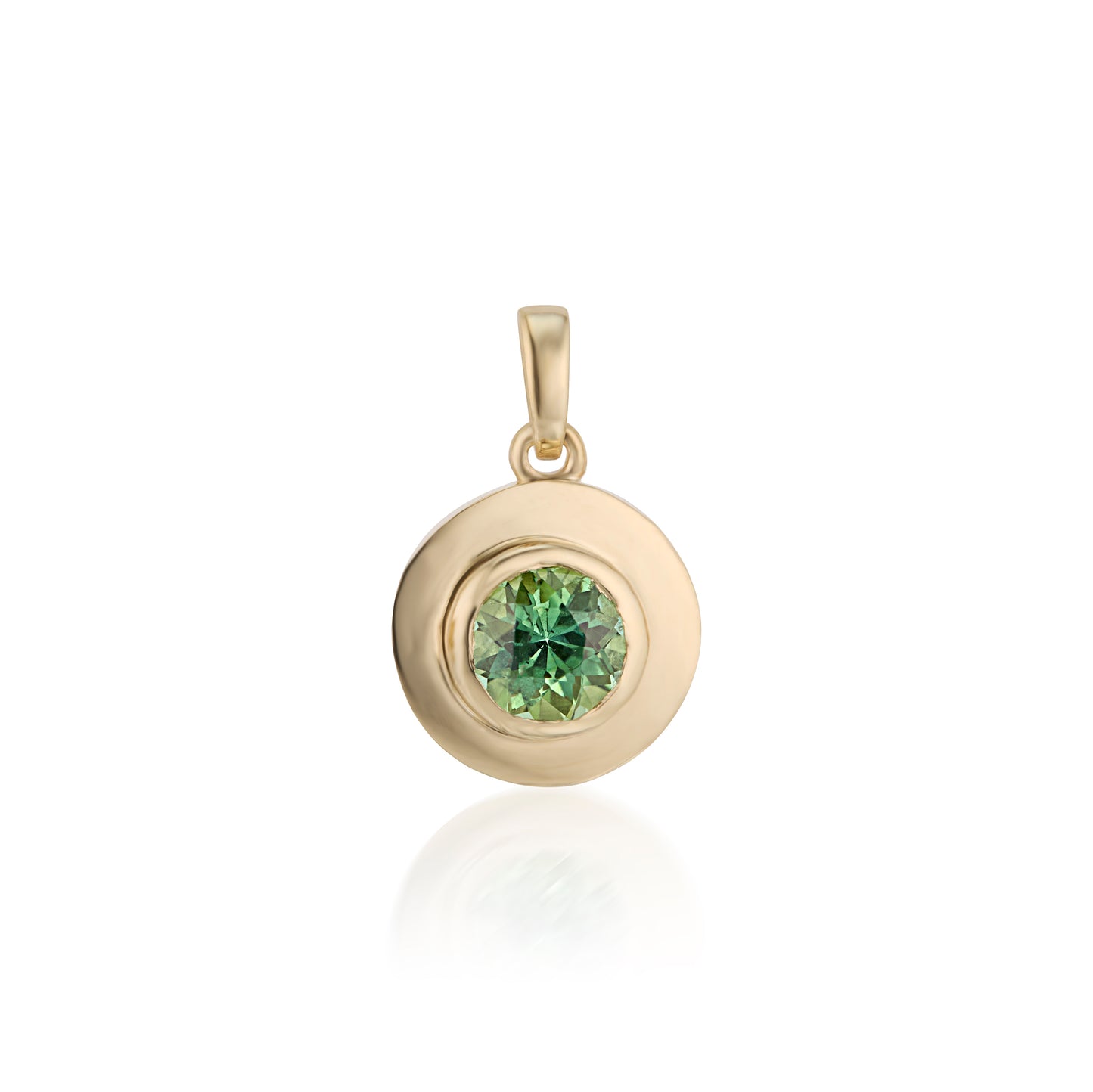 Green Tourmaline Round Pendant