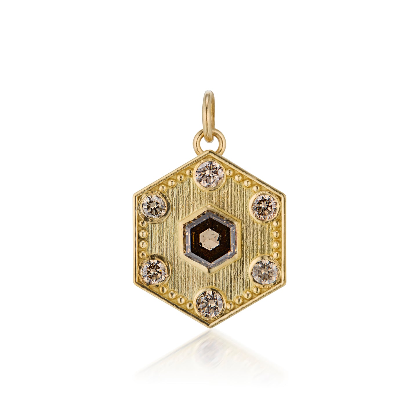 Hexagon Pendant, Brown & Champagne Diamonds