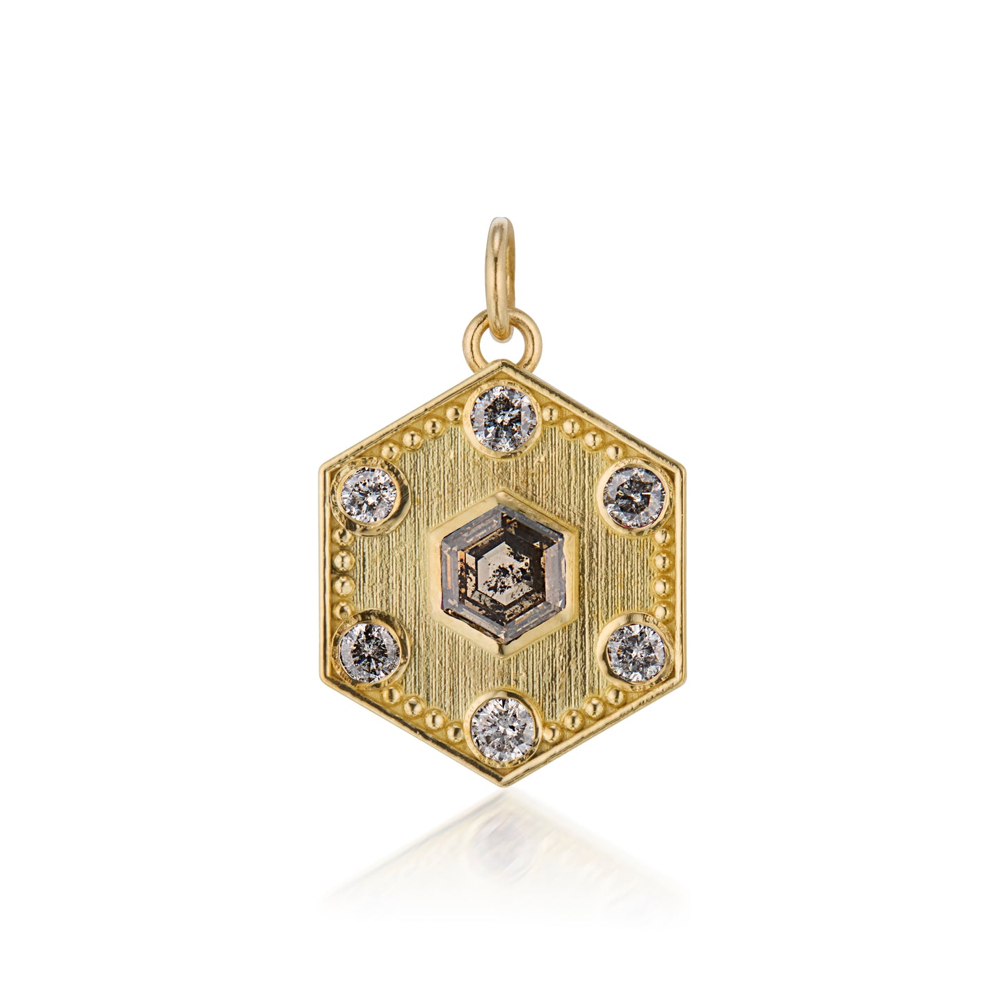 Hexagon Pendant, Brown & Gray Diamonds