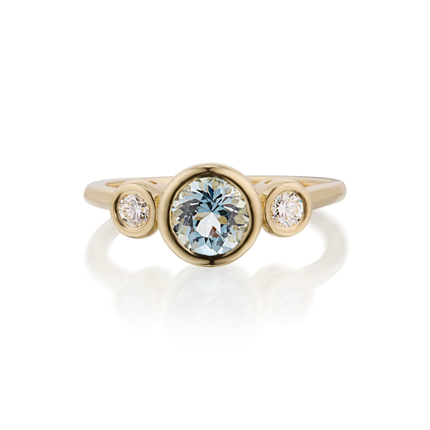 Aquamarine & Diamonds 3 Stone Ring