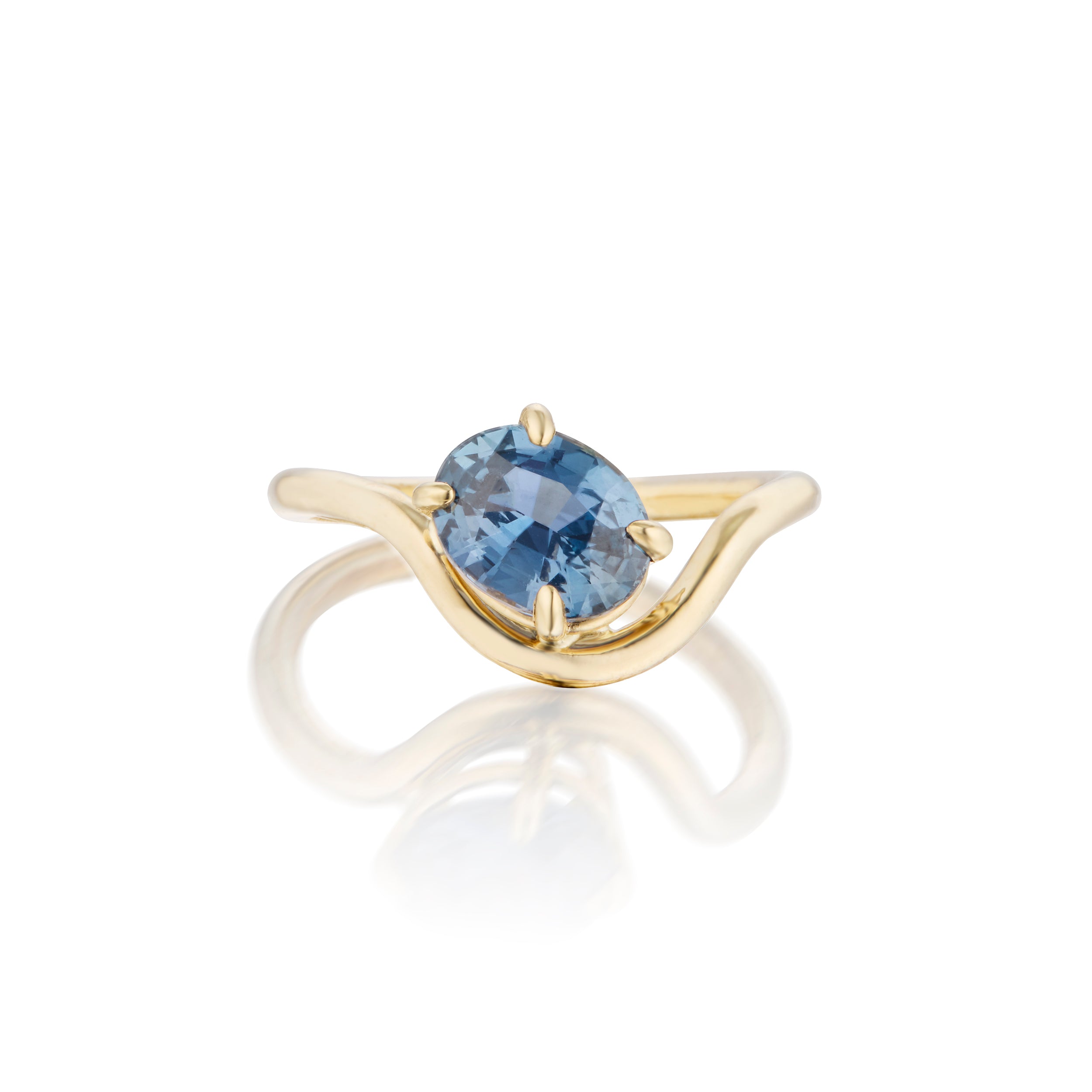 Blue Sapphire Curve Ring