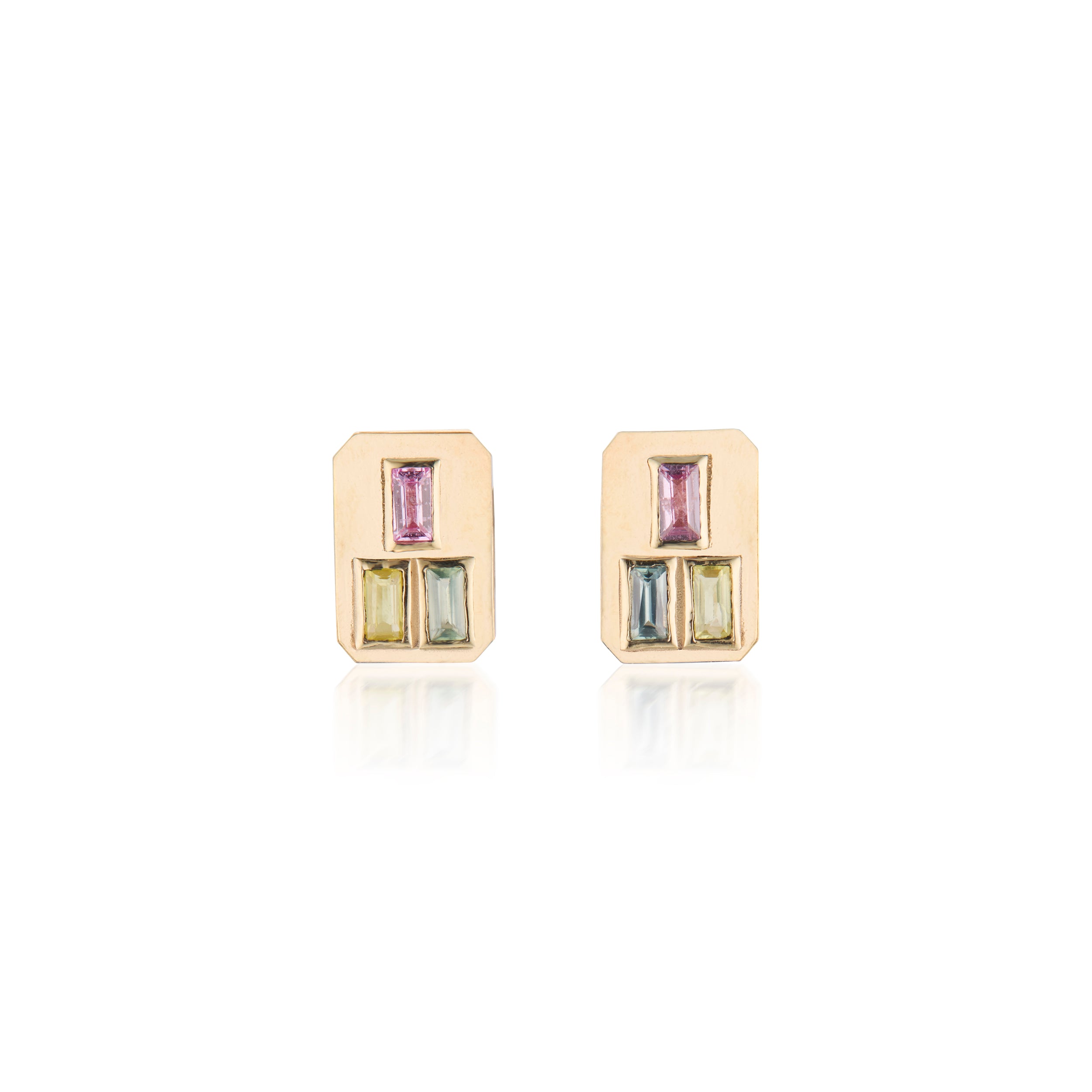 Stacked Blocks Stud Earrings