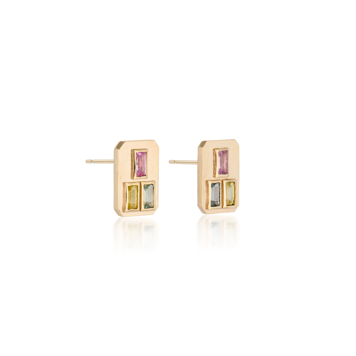 Stacked Blocks Stud Earrings