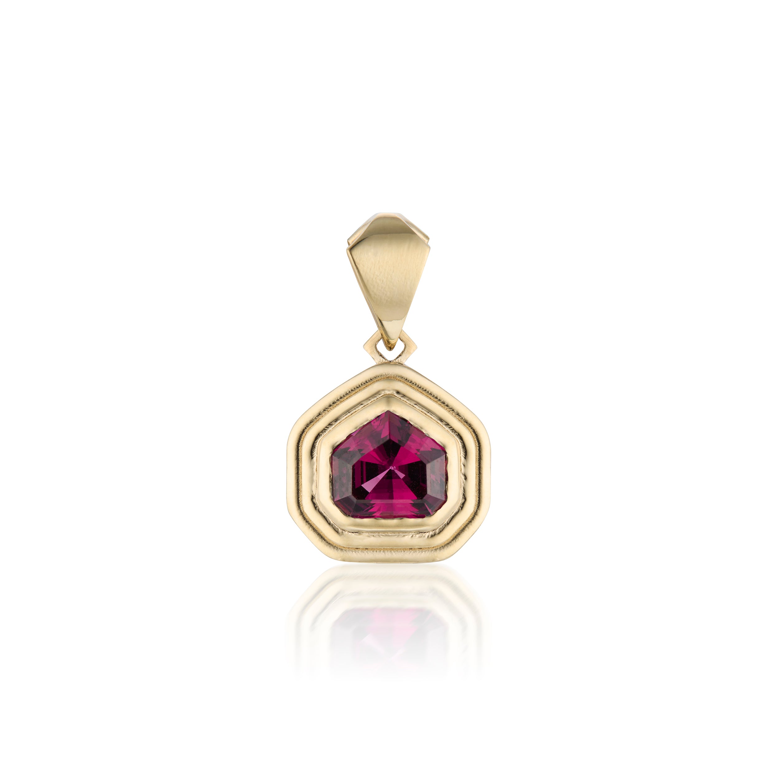 Garnet Shield Ripple Pendant