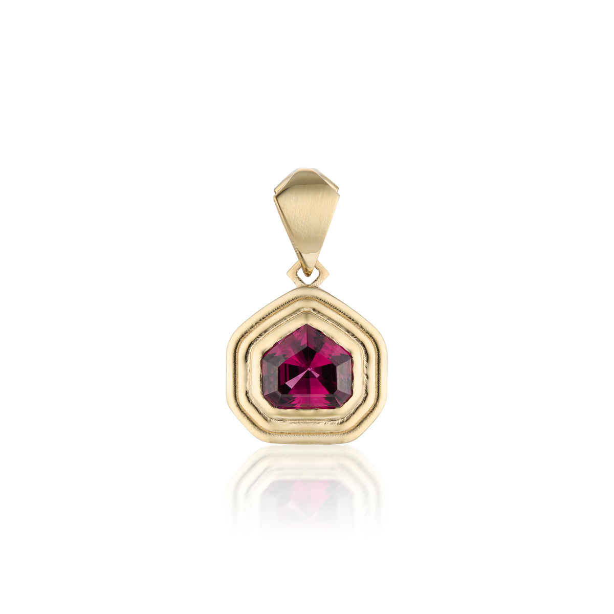 Garnet Shield Ripple Pendant