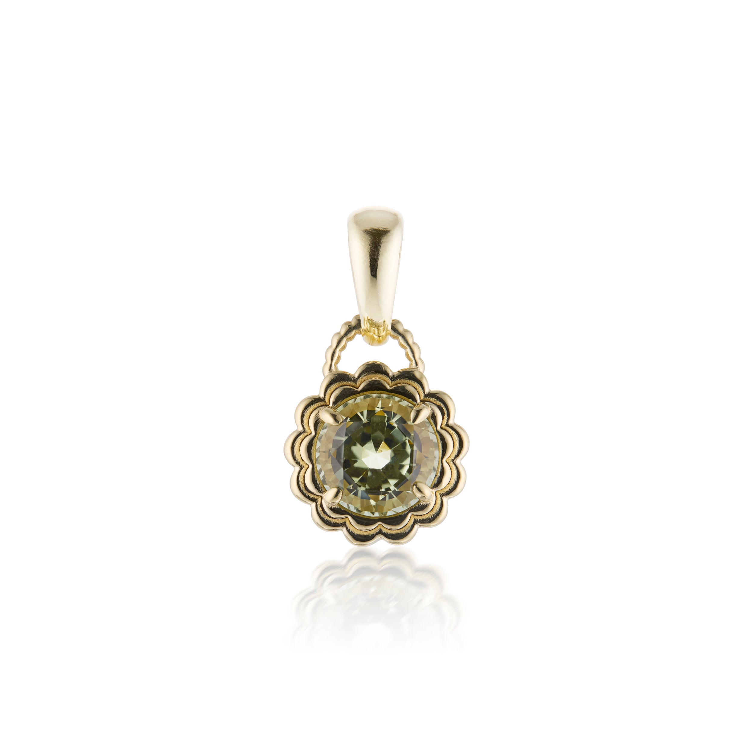 Mint Tourmaline Double Scallop Pendant