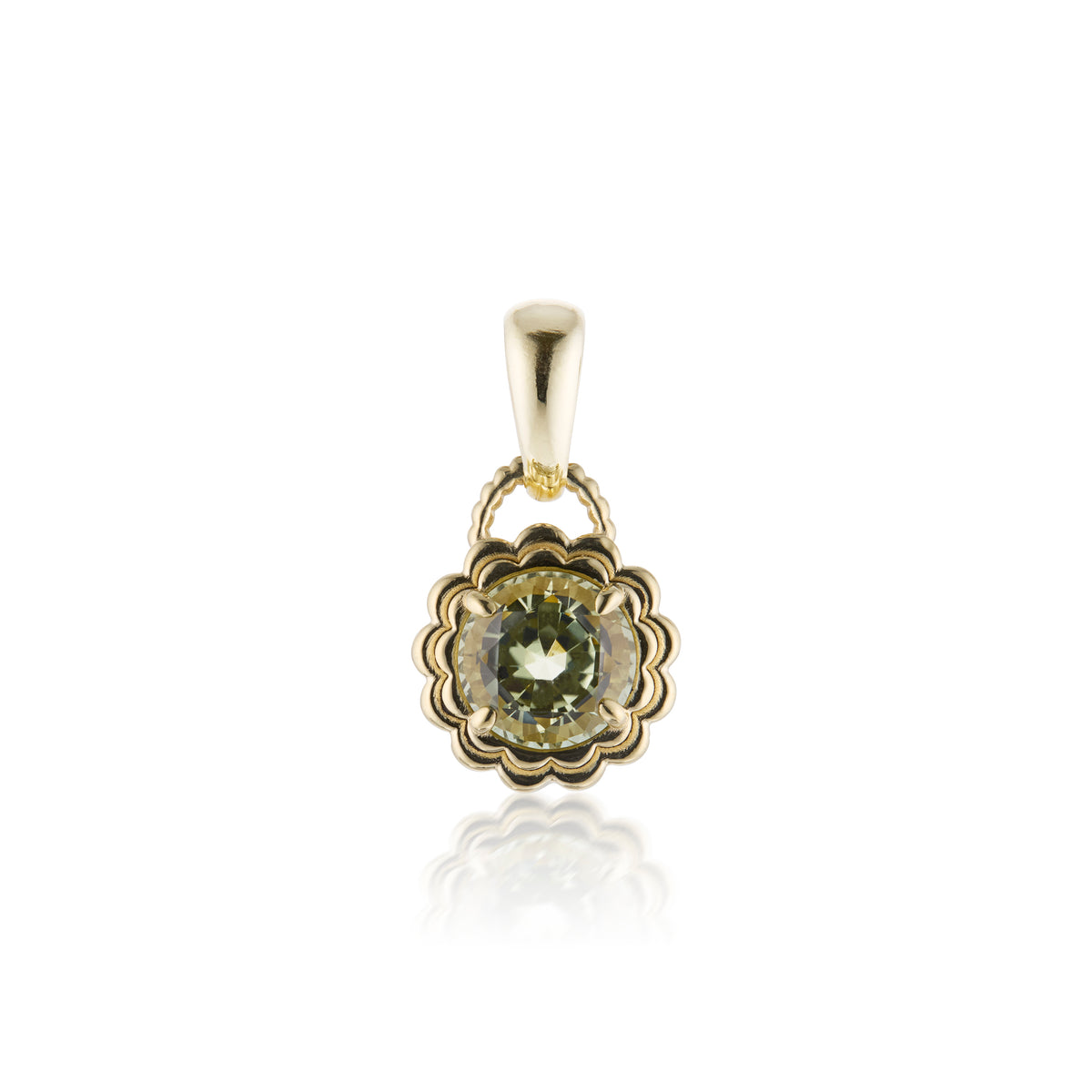 Mint Tourmaline Double Scallop Pendant