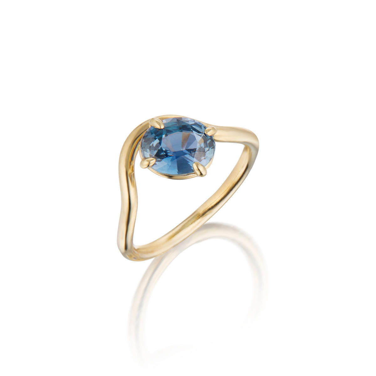 Blue Sapphire Curve Ring