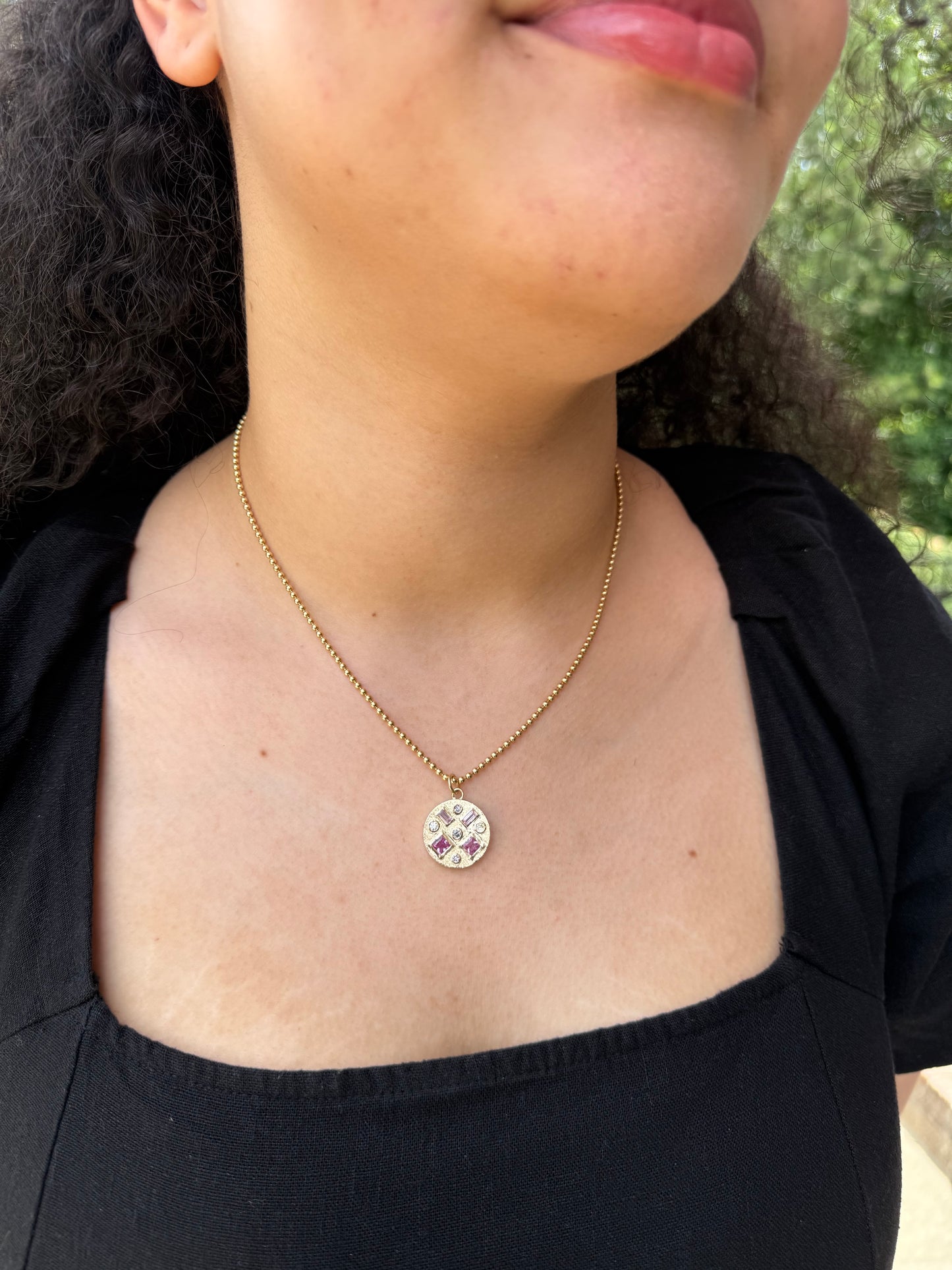 Multi Gem Pendant, Pink Sapphire & Diamond