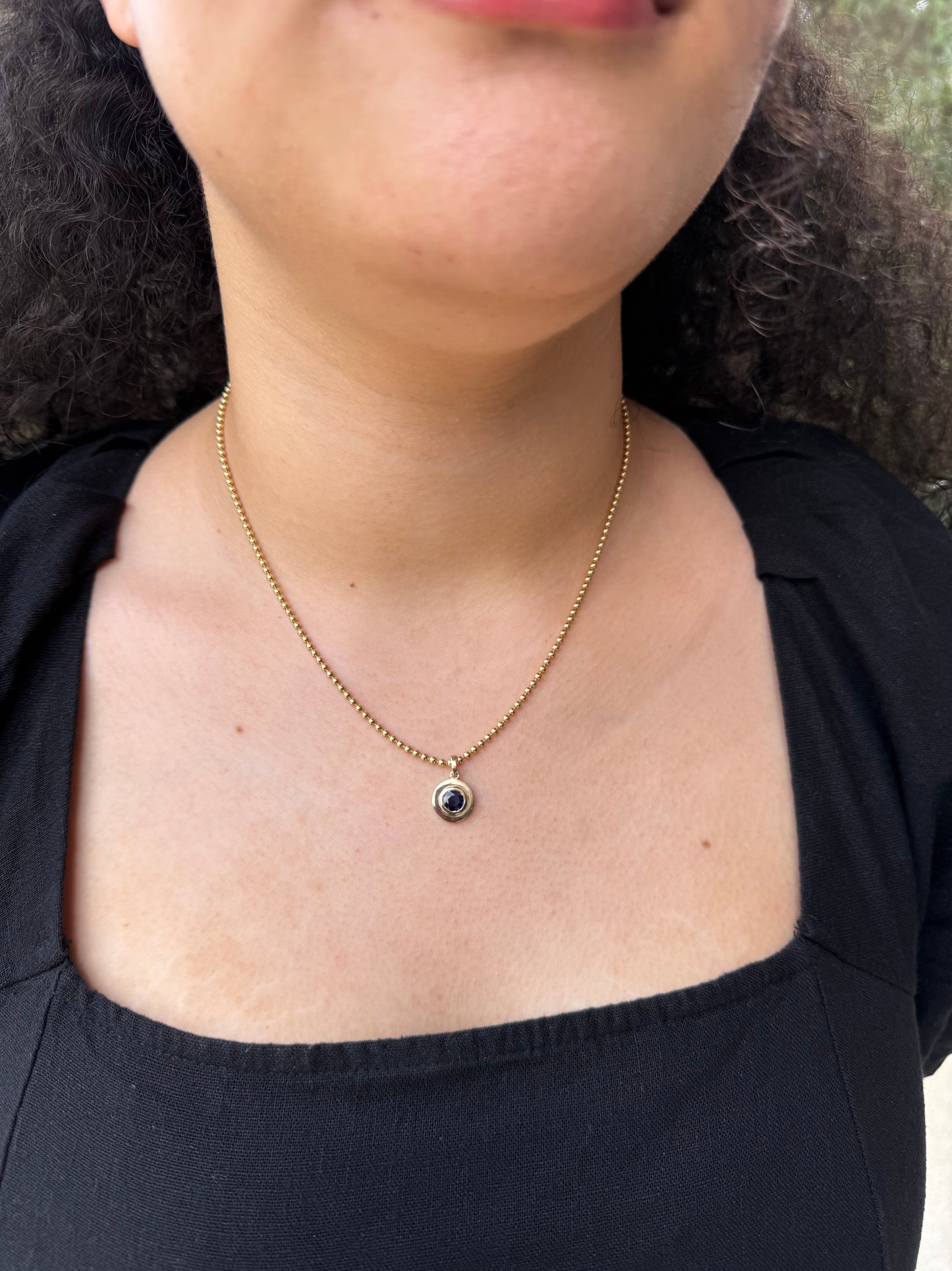 Blue Sapphire Round Pendant