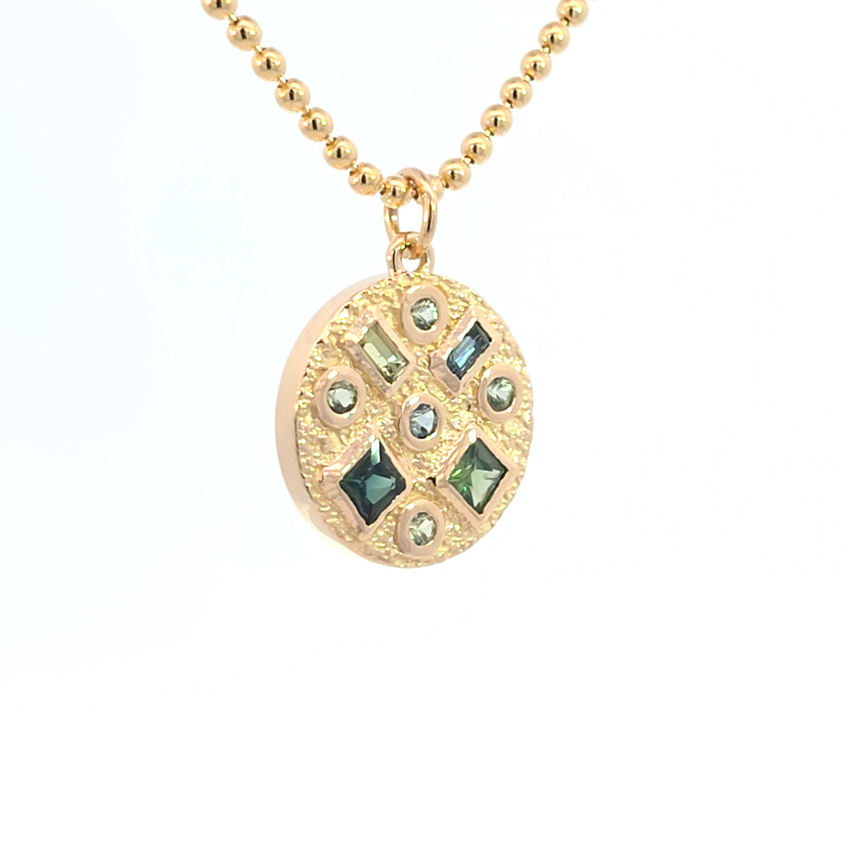 Multi Gem Pendant Charm, 14k Green