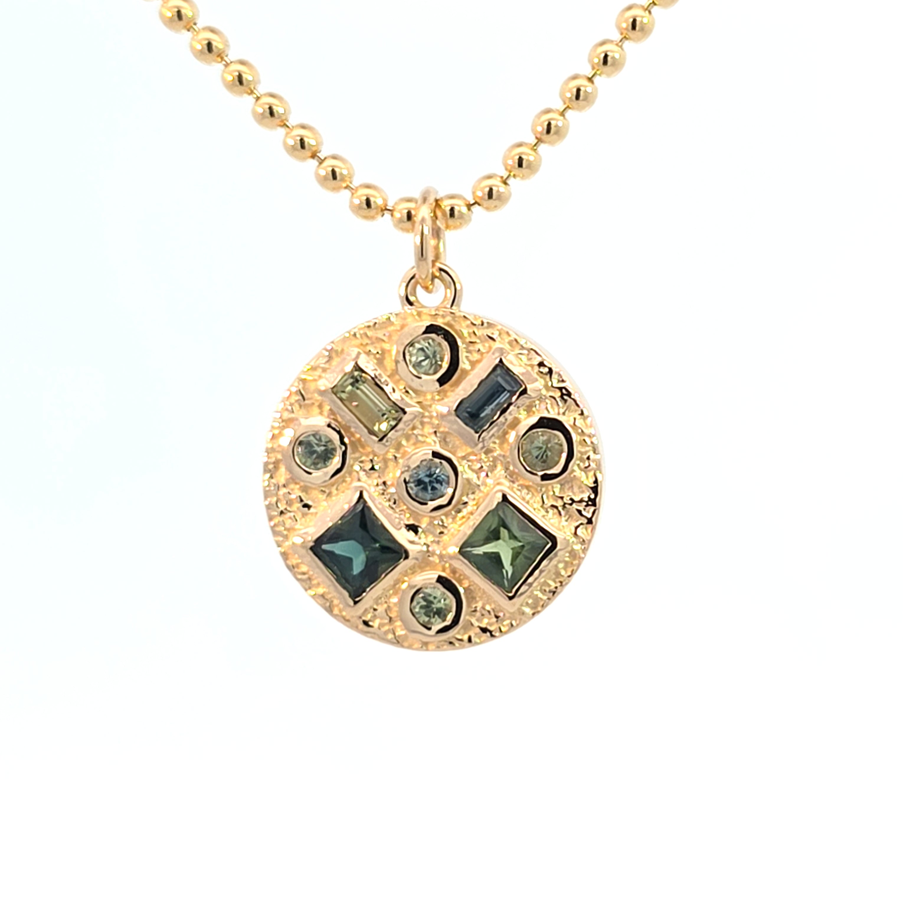 Multi Gem Pendant Charm, 14k Green