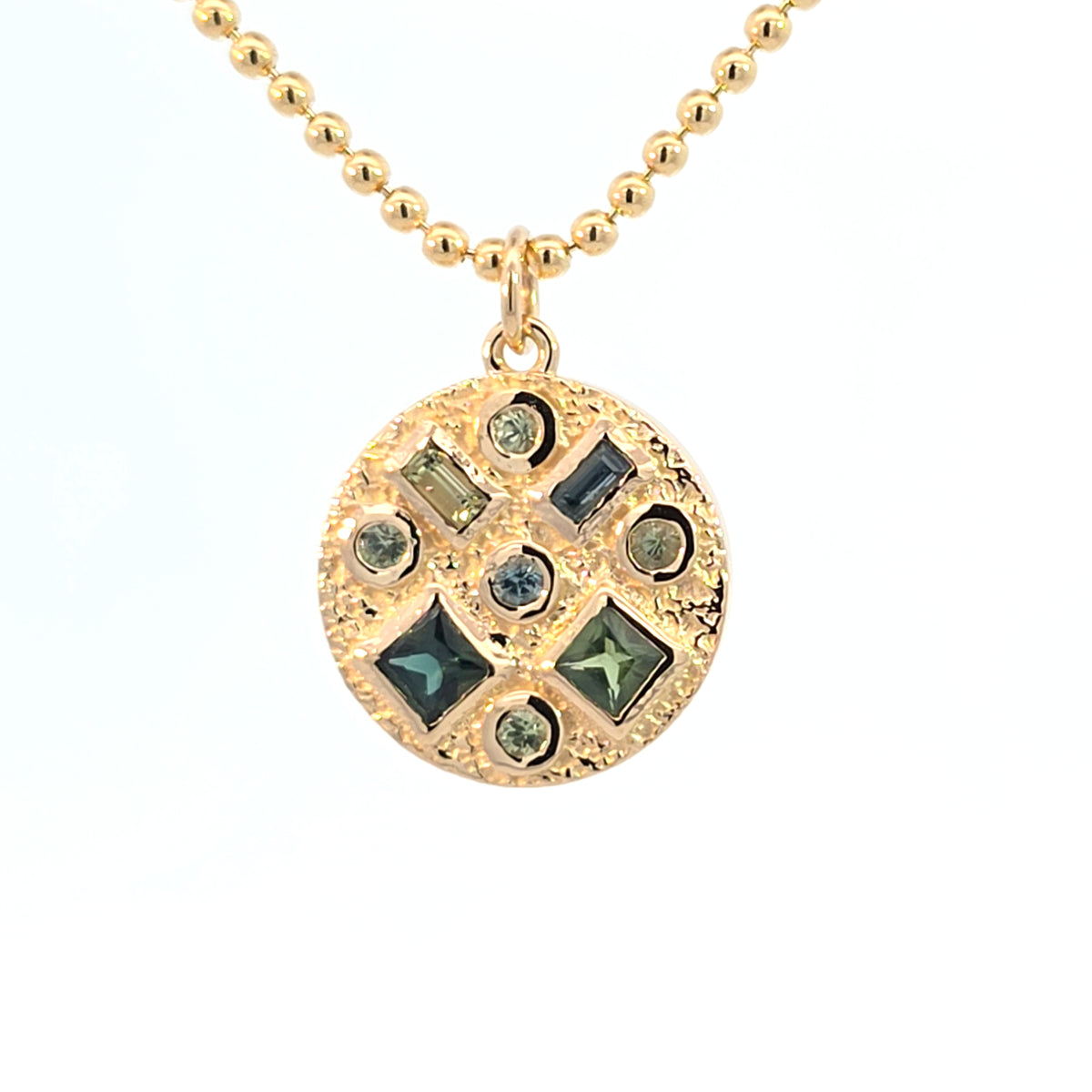 Multi Gem Pendant Charm, 14k Green