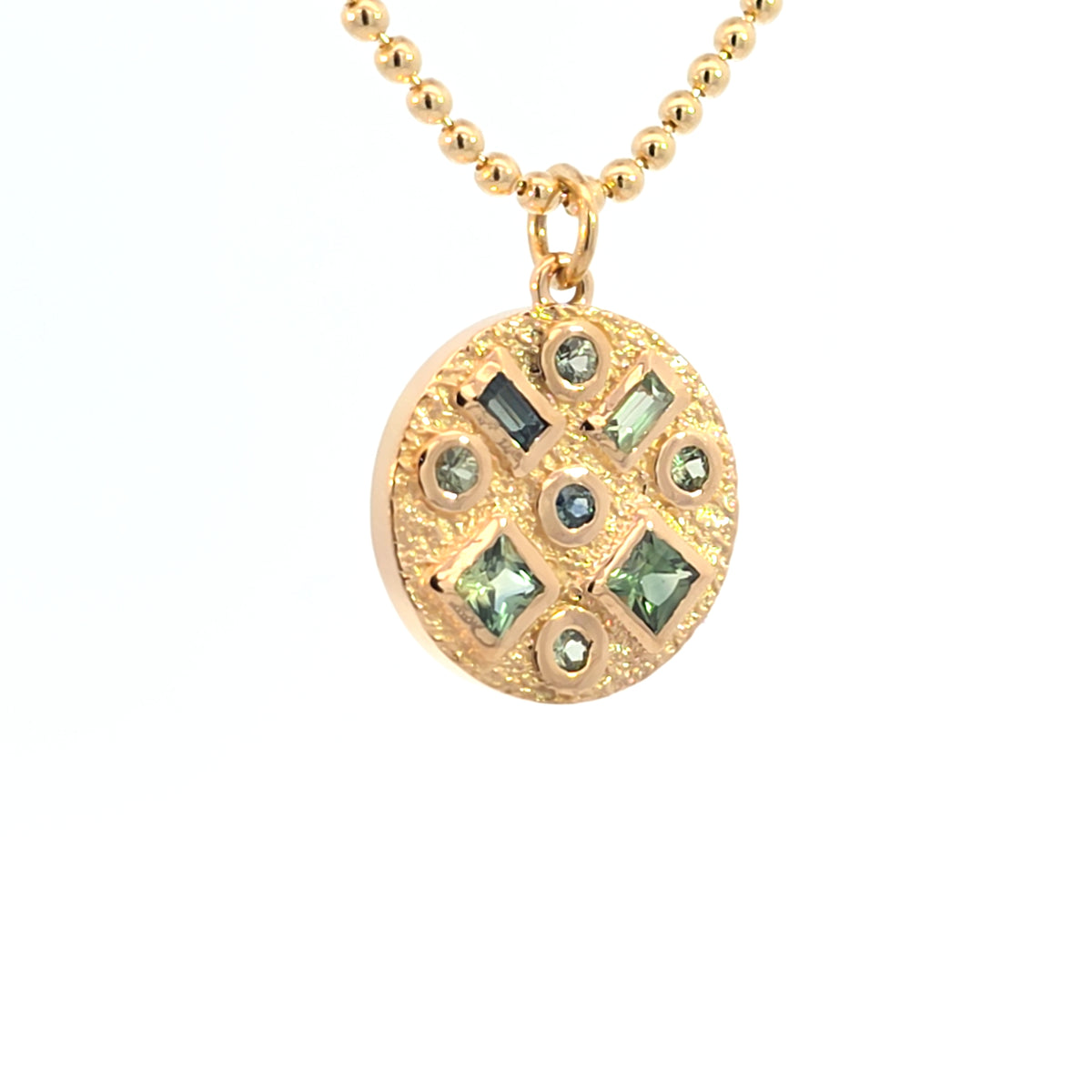 Multi Gem Pendant Charm, 18k Green