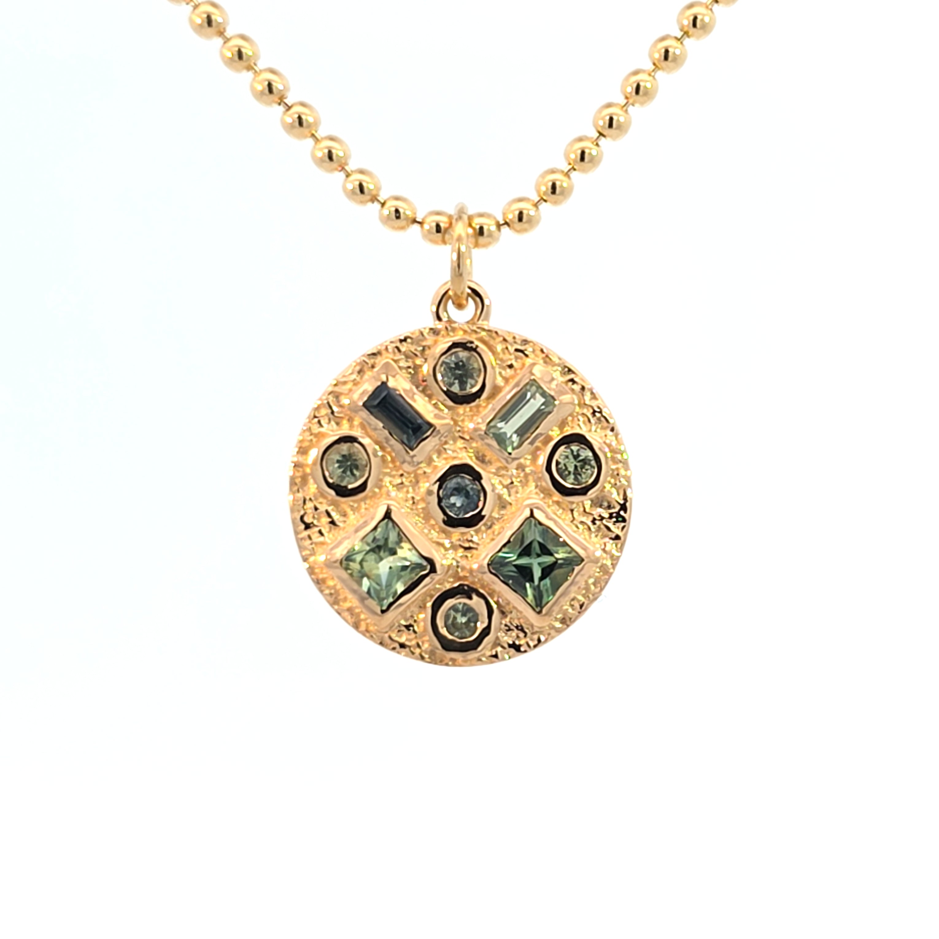 Multi Gem Pendant Charm, 18k Green