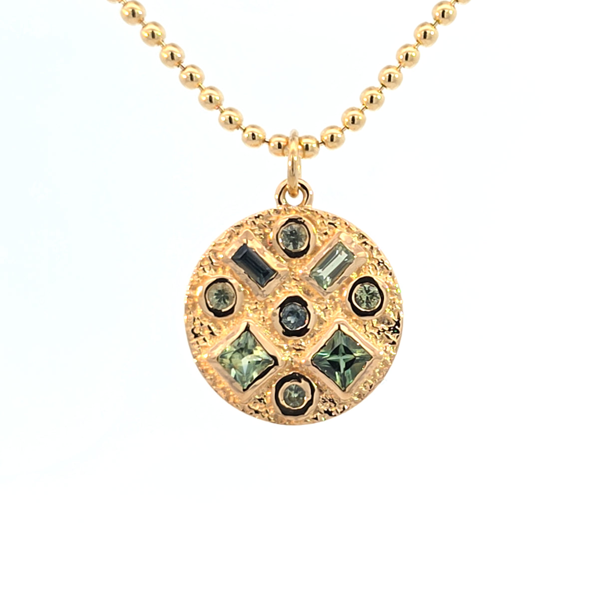 Multi Gem Pendant Charm, 18k Green